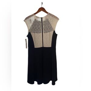 NWT DKNY DKNYC  Black Cream White Floral Lace Fit & Flare Dess size 12 A line